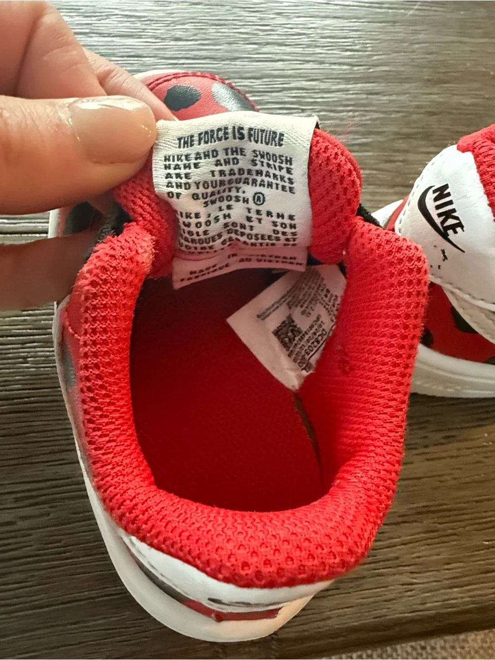 Nike Kids Red and Black Leopard Print Sneakers